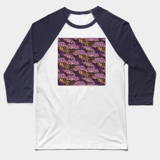 Purple Leopard Banana Leaves Baseball T-Shirt